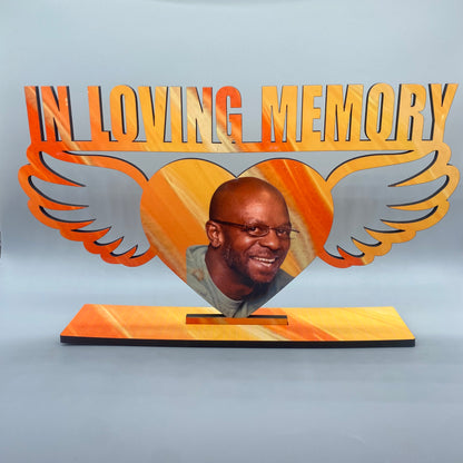 In Loving Memory Angel Wings Heart Plaque