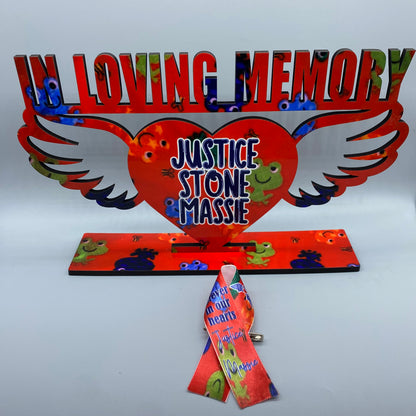 In Loving Memory Angel Wings Heart Plaque